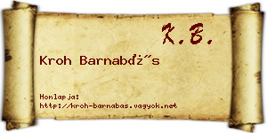 Kroh Barnabás névjegykártya